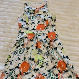 Gap Sara Floral White Neon Dress Size 8 w/ Pockets